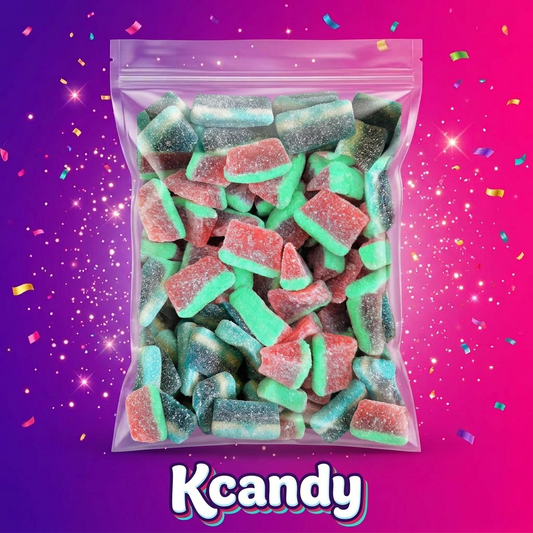 MIX TRANCHES ACIDULÉES - Pastèque & Framboise Bleue by Kcandy 💙 (200g / 500g / 1kg)
